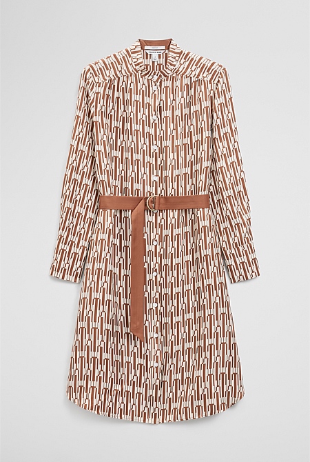 Printed Silk Midi Shirt Dress Printed Silk Midi Shirt Dress