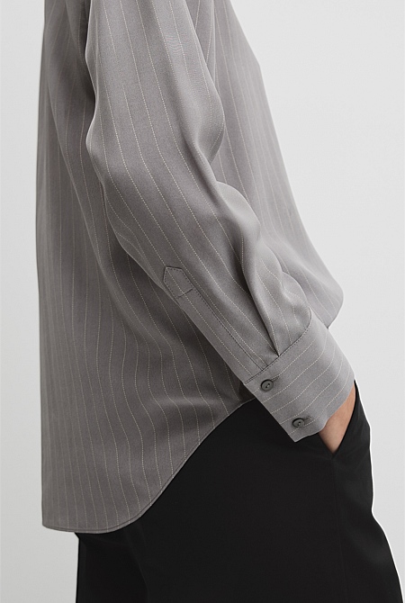 Pinstripe Silk Shirt