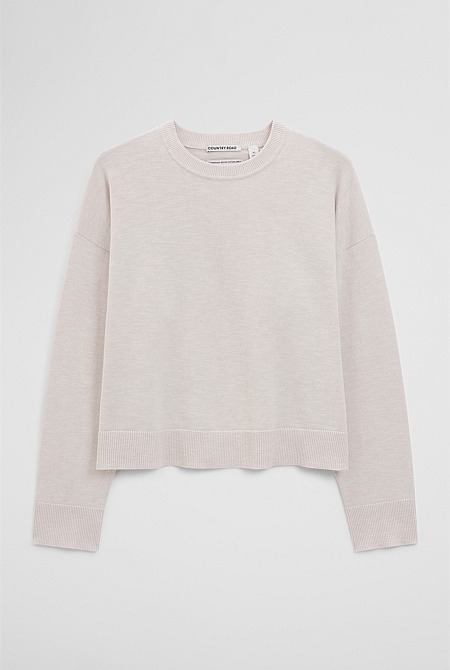 Cotton Linen Crew Neck Knit