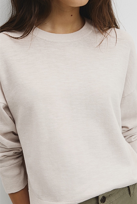 Cotton Linen Crew Neck Knit