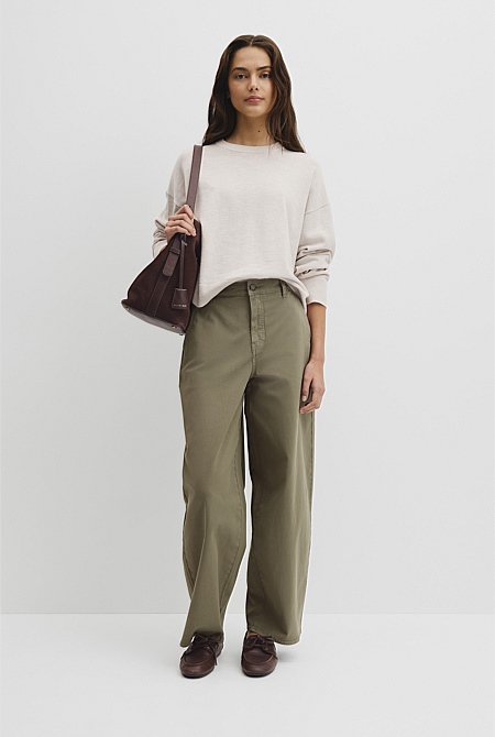 Cotton Linen Crew Neck Knit