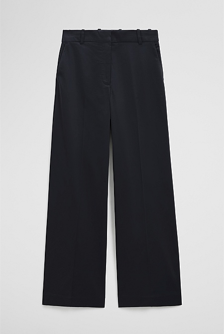 Cotton Sateen Wide Pant