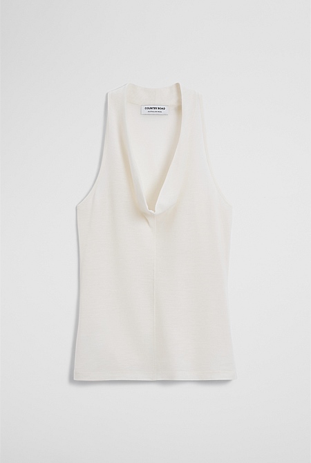 Wool V-Neck Drape Tank