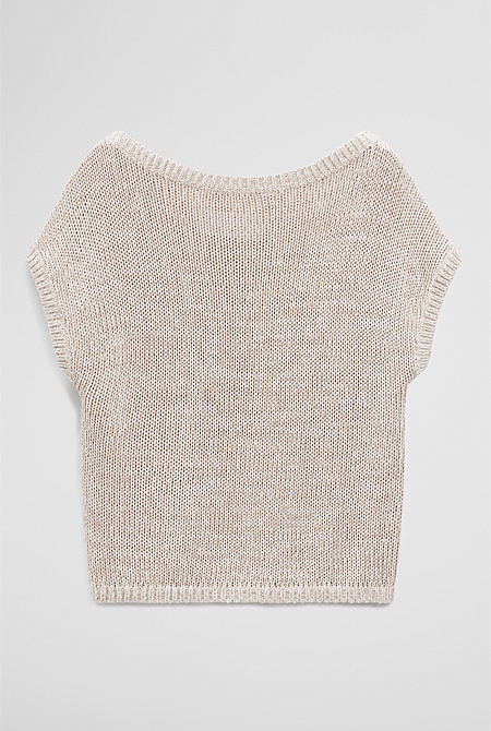 Organically Grown Cotton Asymmetric Tape Knit T-Shirt