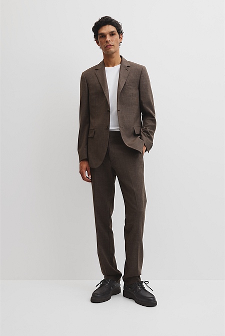 Regular Fit Wool Blend Houndstooth Jacket