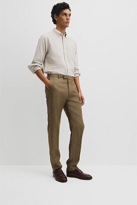 Regular Fit Tapered Linen Pant