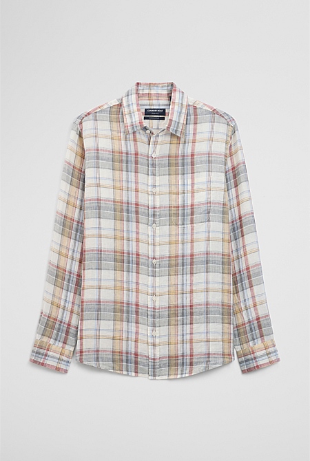 Regular Fit Linen Check Shirt