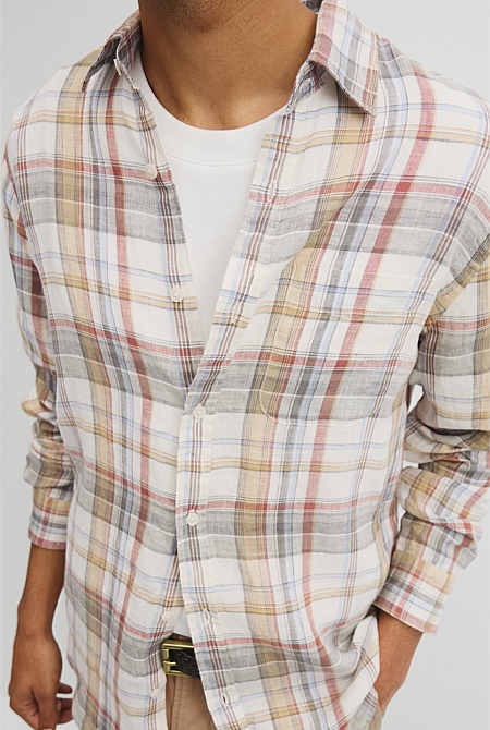 Regular Fit Linen Check Shirt