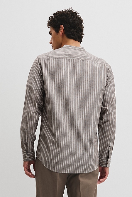 Regular Fit Cotton Linen Standard Collar Shirt