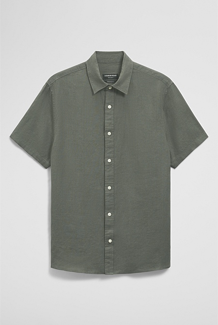Regular Fit Short Sleeve Linen Shirt