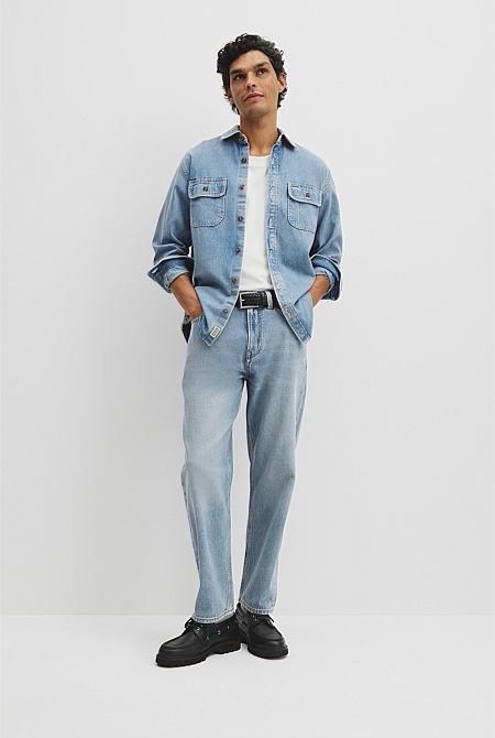 Long Sleeve Regular Workwear Denim Over-Shirt