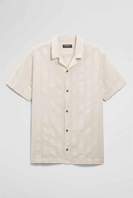 Regular Fit Short Sleeve Textured Stripe Shirt Regular Fit Short Sleeve Textured Stripe Shirt