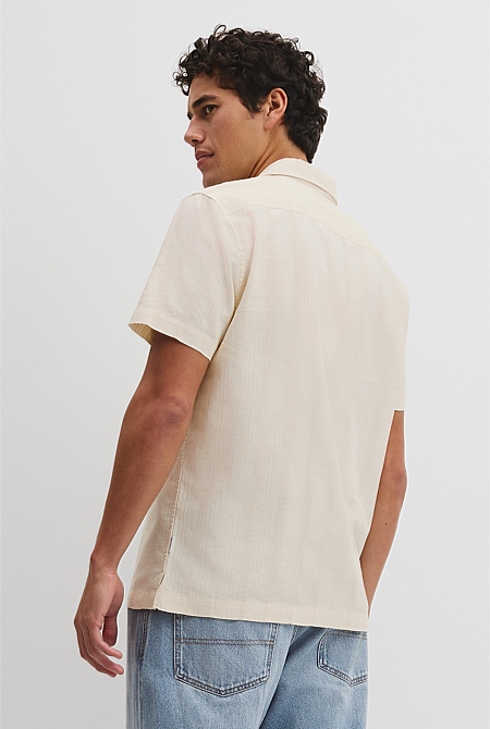 Regular Fit Short Sleeve Textured Stripe Shirt