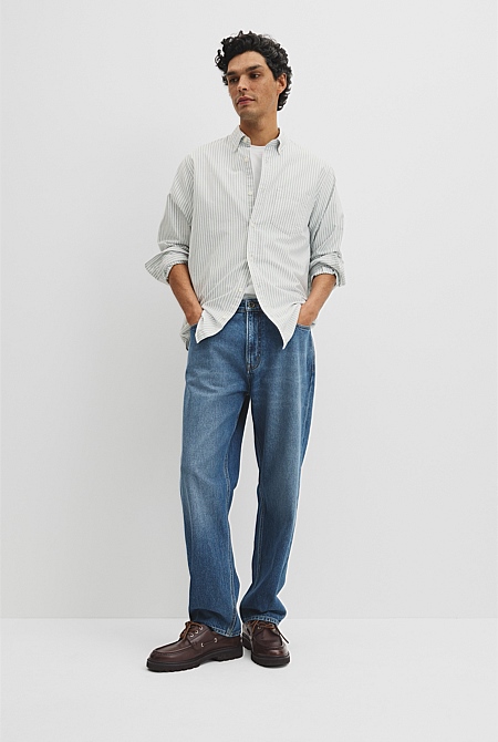 Regular Fit Australian Good Earth Cotton Oxford Stripe Shirt