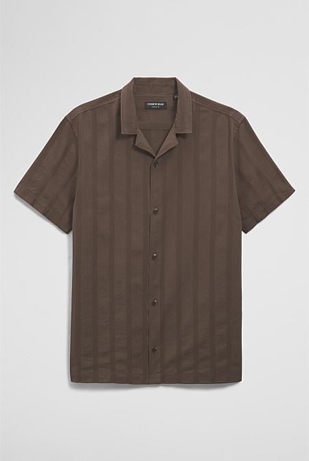 Regular Fit Short Sleeve Textured Stripe Shirt