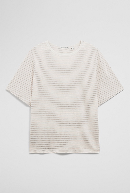 Stripe Linen Dolman T-Shirt