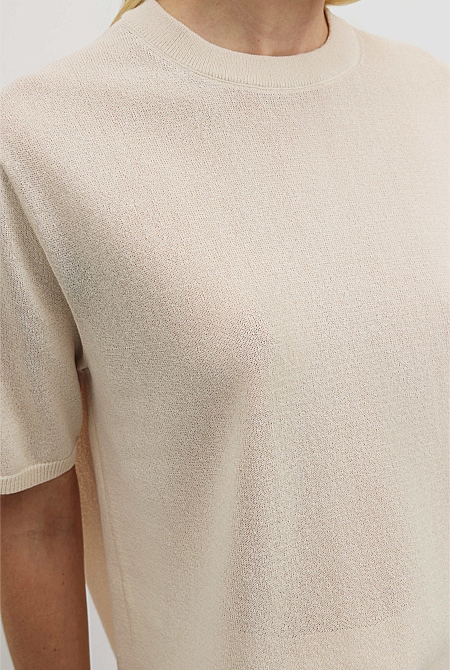 Fine Mesh Knit T-Shirt