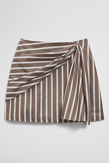 Stripe Bow Drape Skirt