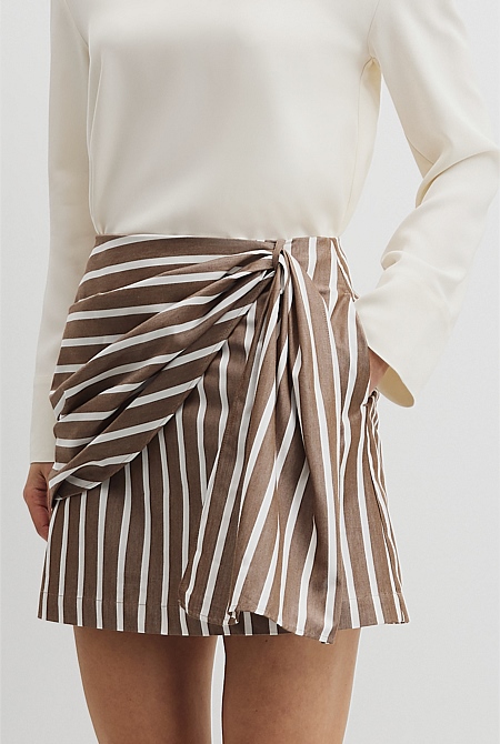 Stripe Bow Drape Skirt