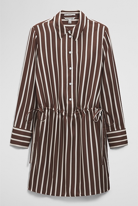 Silk Stripe Gather Mini Dress Silk Stripe Gather Mini Dress