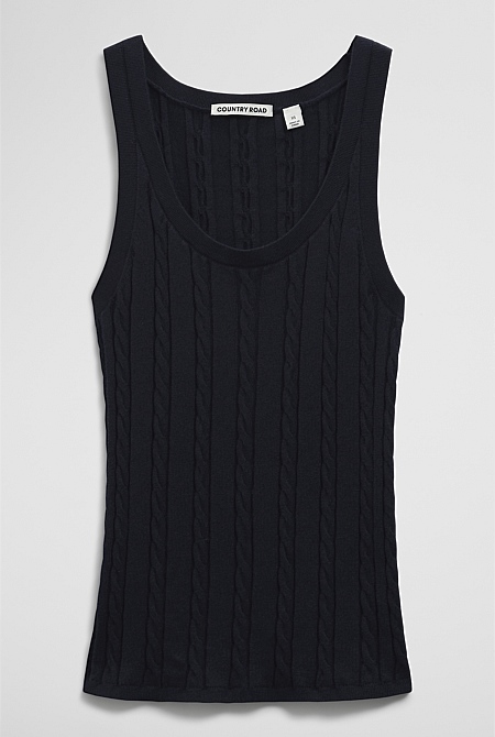 Organically Grown Cotton Blend Cable Knit Tank