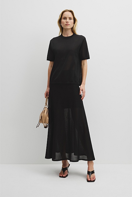 Fine Mesh Knit T-Shirt