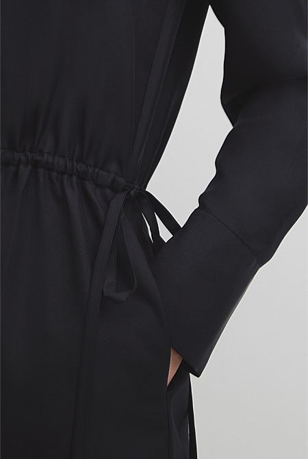 Silk Gathered Mini Dress