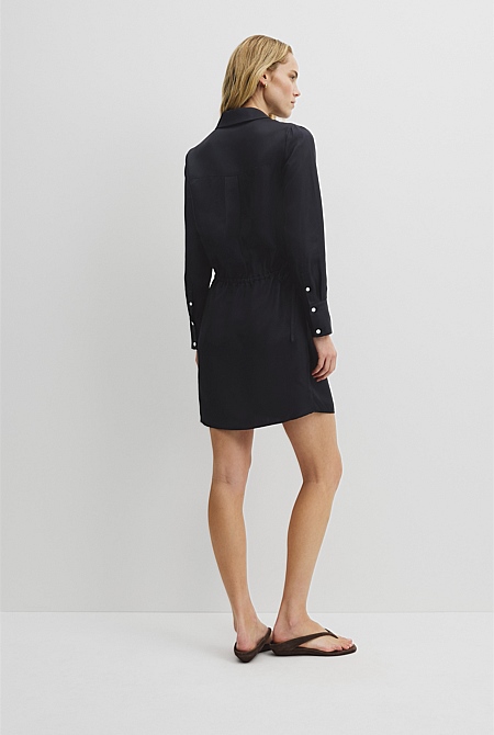 Silk Gathered Mini Dress