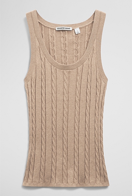 Organically Grown Cotton Blend Cable Knit Tank Organically Grown Cotton Blend Cable Knit Tank