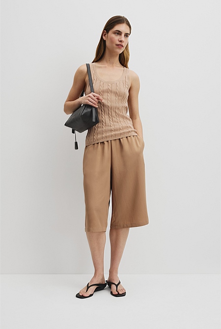 Organically Grown Cotton Blend Cable Knit Tank