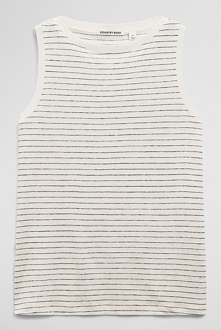 Stripe Linen Boat Neck Tank Stripe Linen Boat Neck Tank