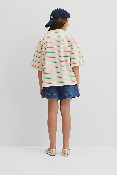 Teen Short Sleeve Oversized Stripe T-Shirt