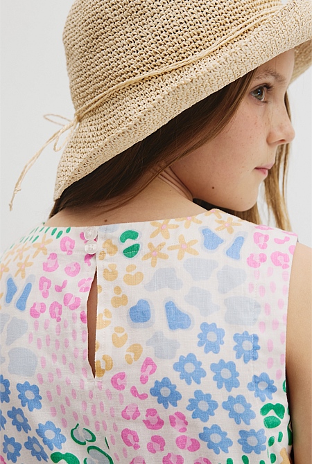 Teen Sleeveless Print Shift Dress