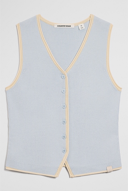 Teen Sleeveless Button Through Knit Teen Sleeveless Button Through Knit