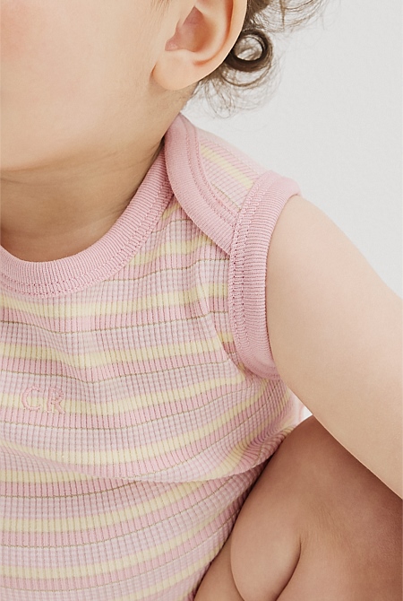 Organically Grown Cotton Blend Sleeveless Rib Bodysuit
