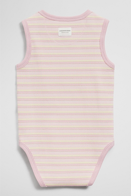 Organically Grown Cotton Blend Sleeveless Rib Bodysuit
