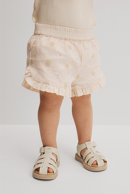 Pull On Embroidered Short