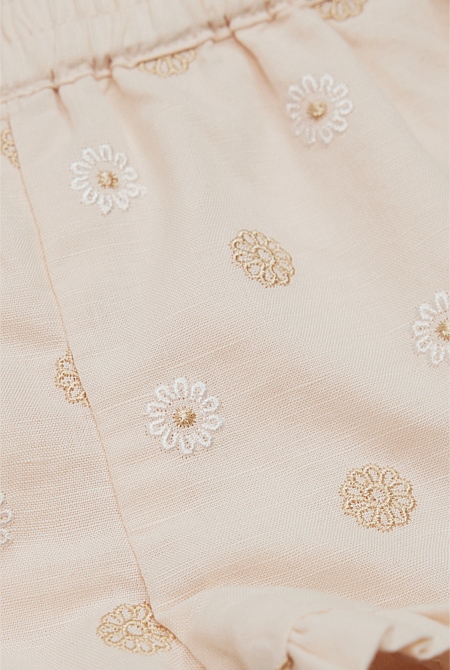 Pull On Embroidered Short