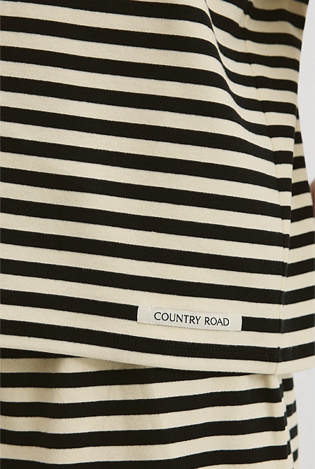 Australian Cotton Blend Stripe Boxy T-Shirt
