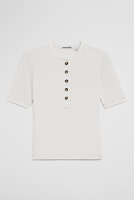 Fine Rib Henley T-Shirt