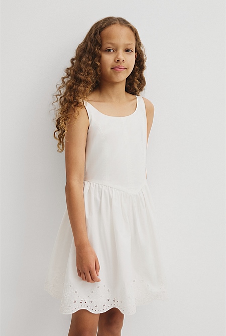 Teen Sleeveless Cutwork Mini Dress Teen Sleeveless Cutwork Mini Dress