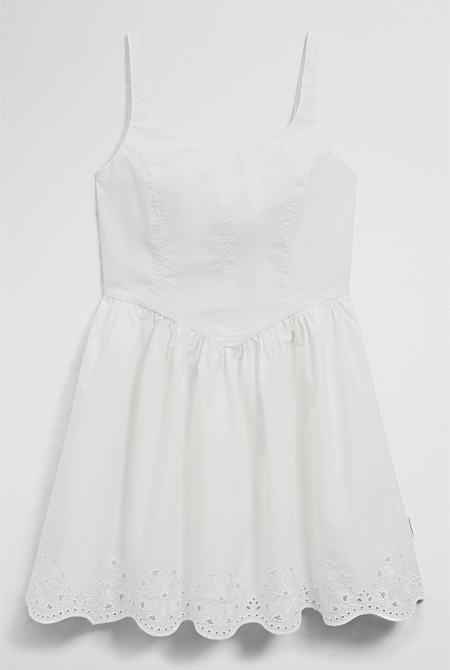 Teen Sleeveless Cutwork Mini Dress