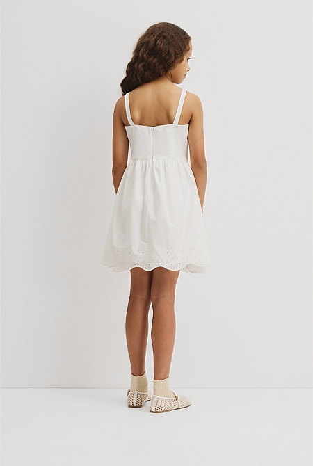 Teen Sleeveless Cutwork Mini Dress