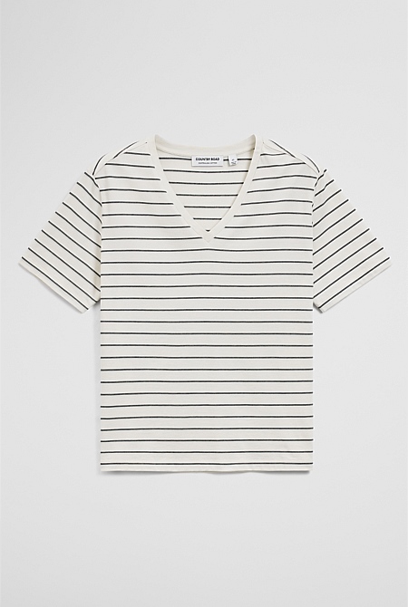 Australian Cotton Stripe V-Neck T-Shirt Australian Cotton Stripe V-Neck T-Shirt
