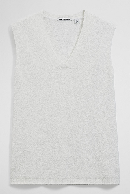 Australian Cotton Blend Compact Boucle Vest Australian Cotton Blend Compact Boucle Vest