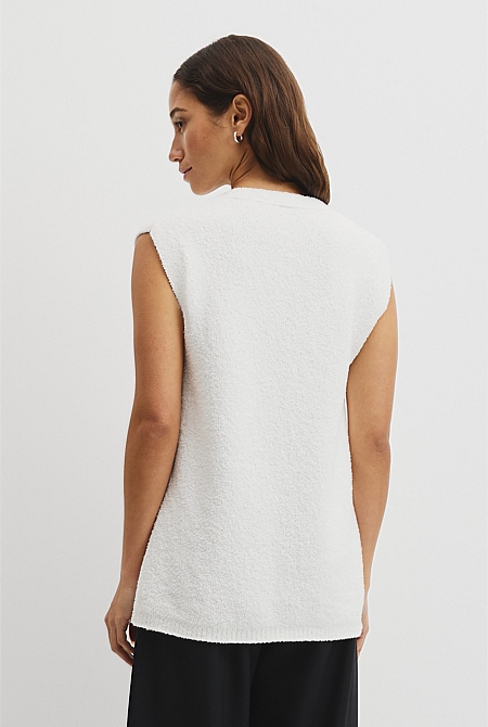 Australian Cotton Blend Compact Boucle Vest