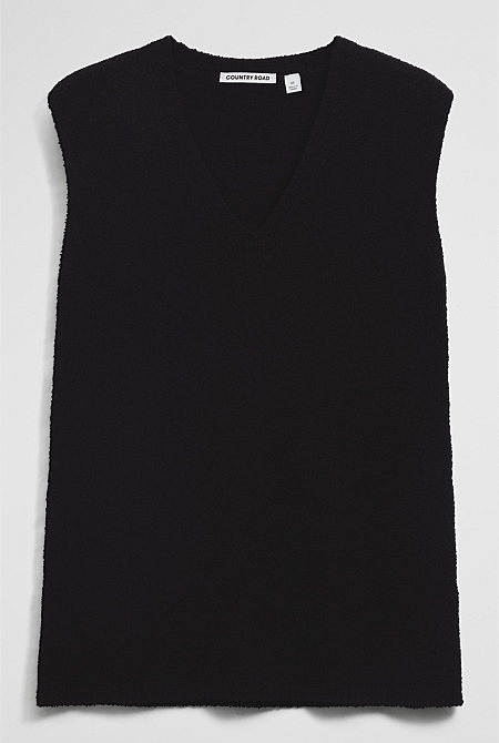 Australian Cotton Blend Compact Boucle Vest Australian Cotton Blend Compact Boucle Vest