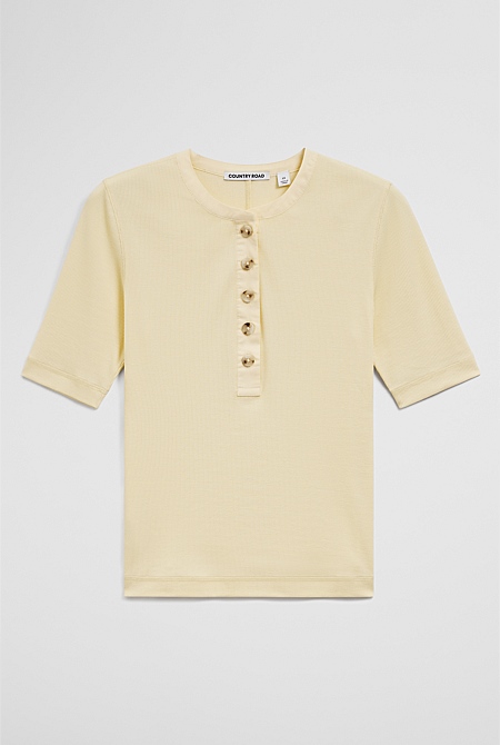 Fine Rib Henley T-Shirt