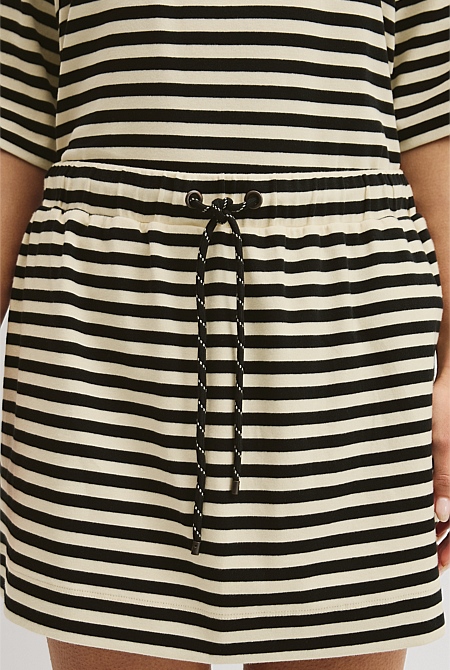 Australian Cotton Blend Stripe Jersey Skirt
