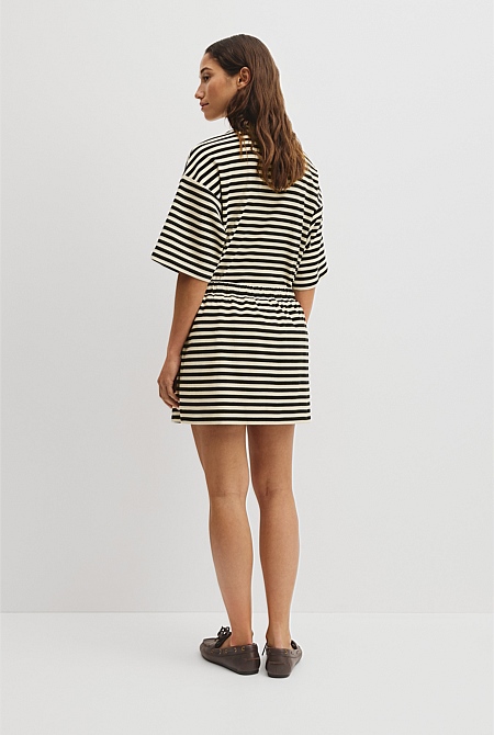 Australian Cotton Blend Stripe Jersey Skirt